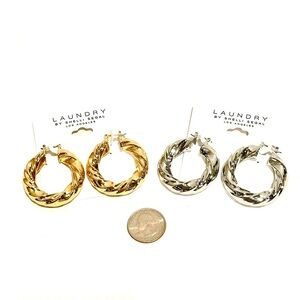 Laundry By Shelli Segal Chunky Twisted Gold Or Silver Hoop Earrings | NWT